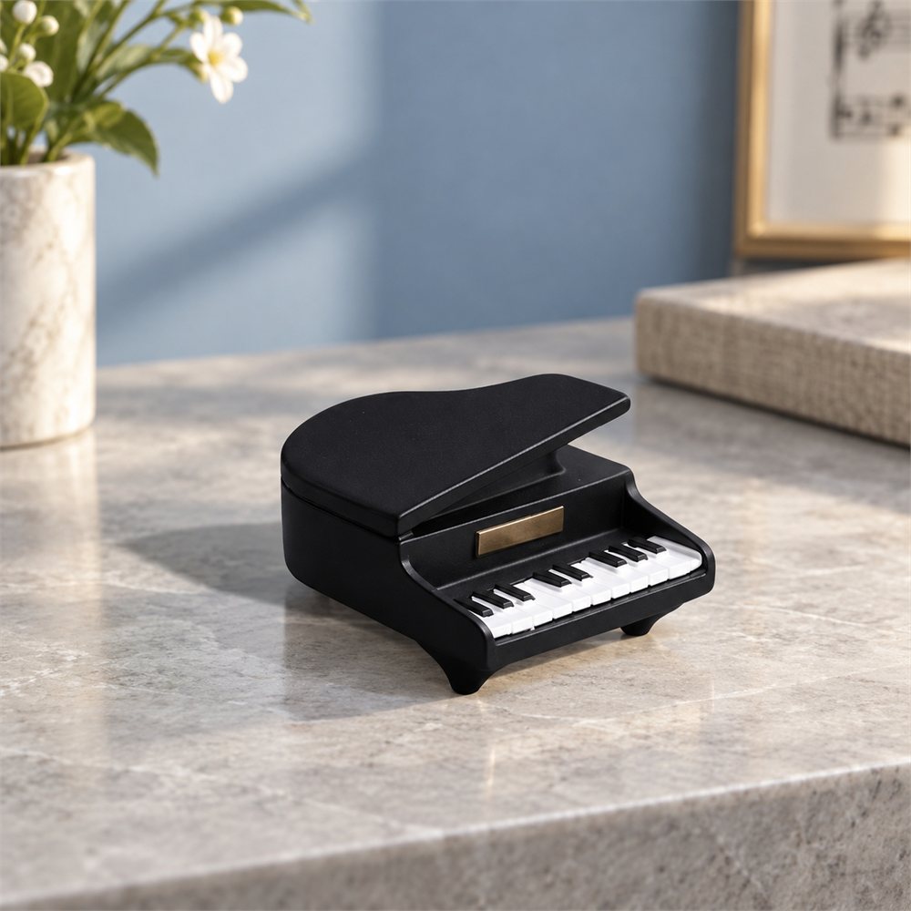 Tuxedo Cat Piano Figurine Set, Miniature Music Desk Decor, Pianist Gift