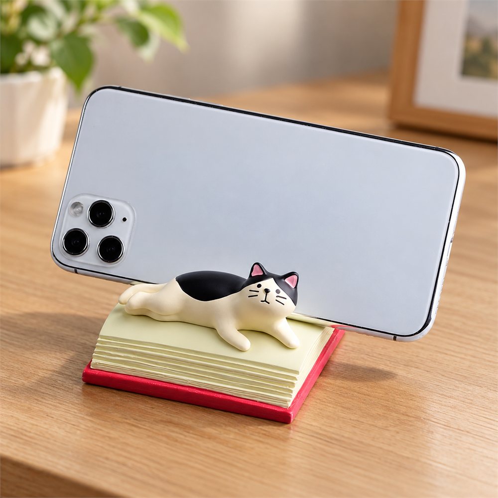 Book Cat Phone Stand, Cute Desk Accessory, Cat Lover Gift