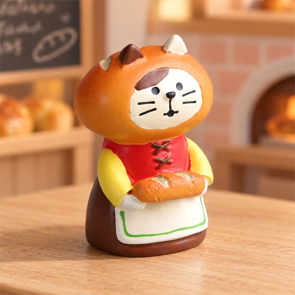 Cat Bakery Miniature Set, Bread Shop Desk Decor, Baker Gift