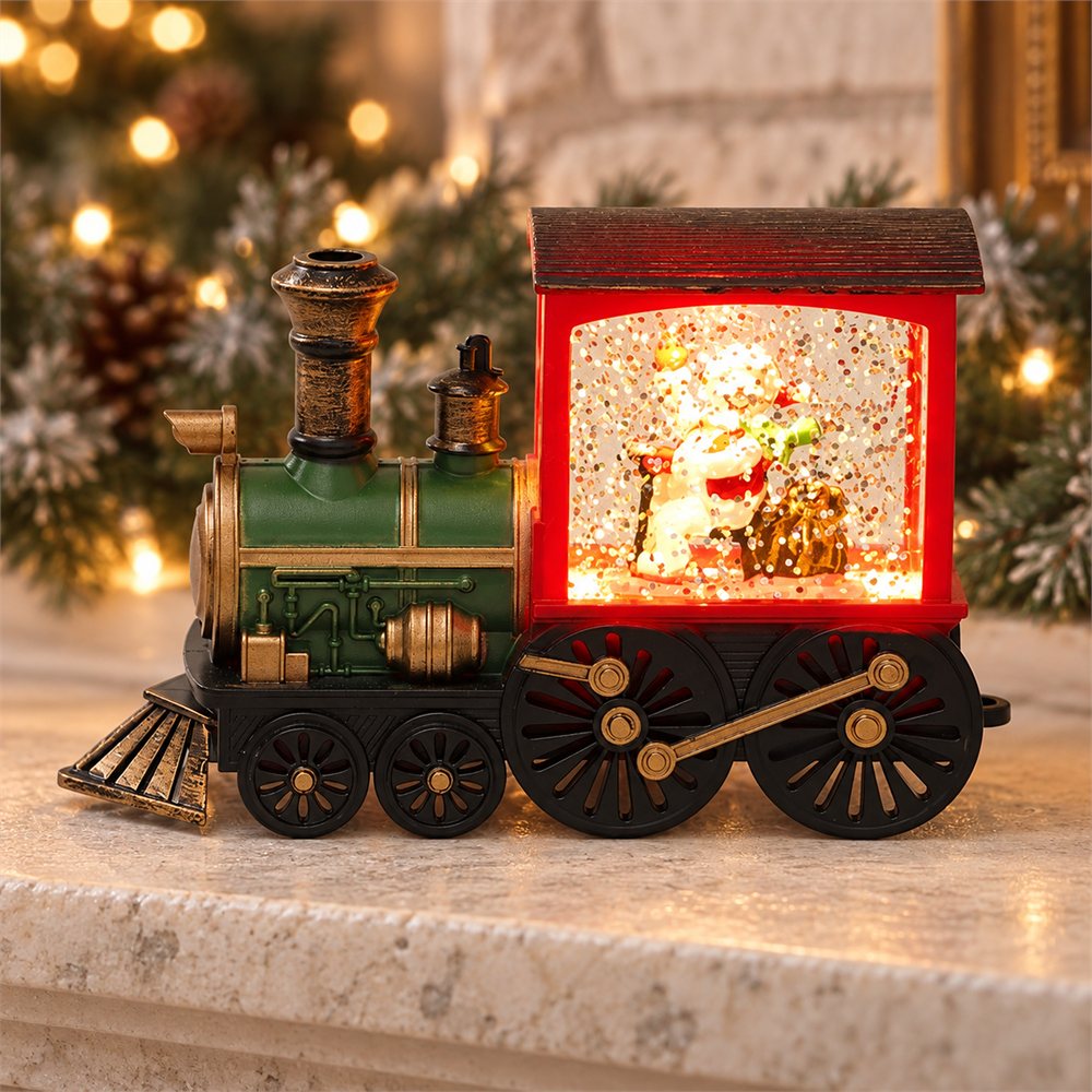Christmas Train Night Light, Reindeer Holiday Figurine, Christmas Decor