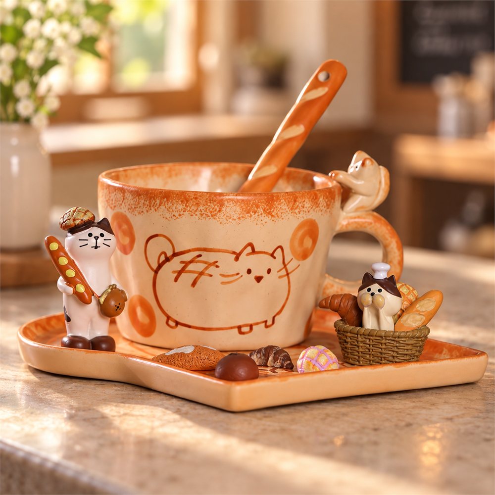 Soft Cat Ceramic Mug, Handmade Pottery Coffee Cup, Cozy Kitchen Gift