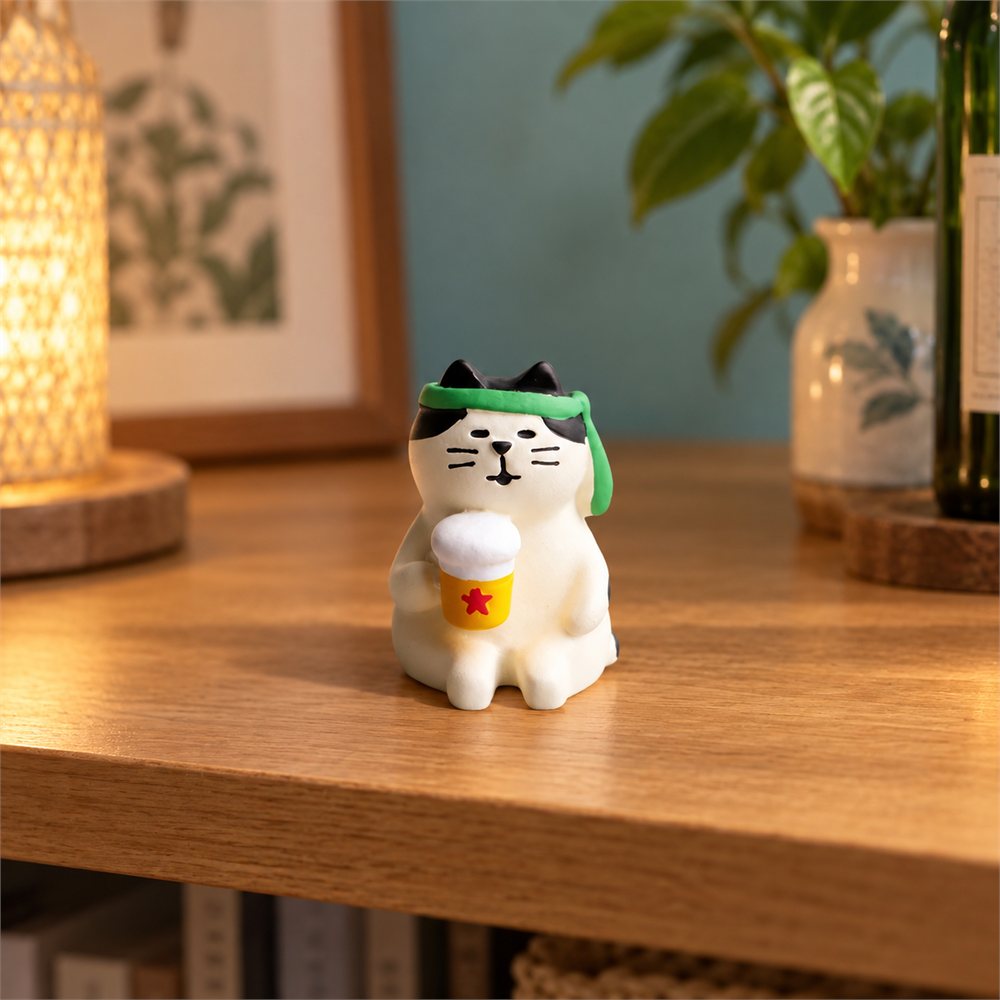 Drinking Cat Figurine Set, Funny Bar Desk Decor, Cat Lover Gift