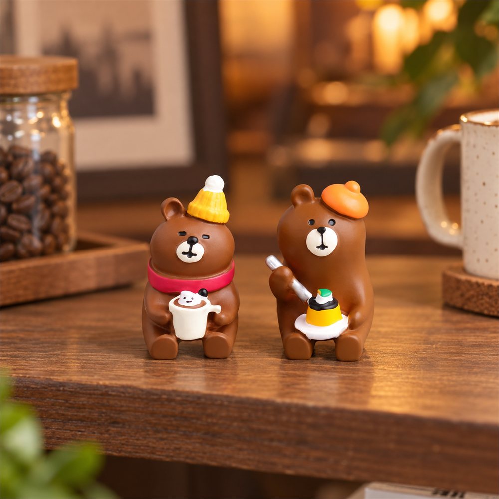 Coffee Bear Cafe Diorama, Lighted Desk Decor, Coffee Lover Gift