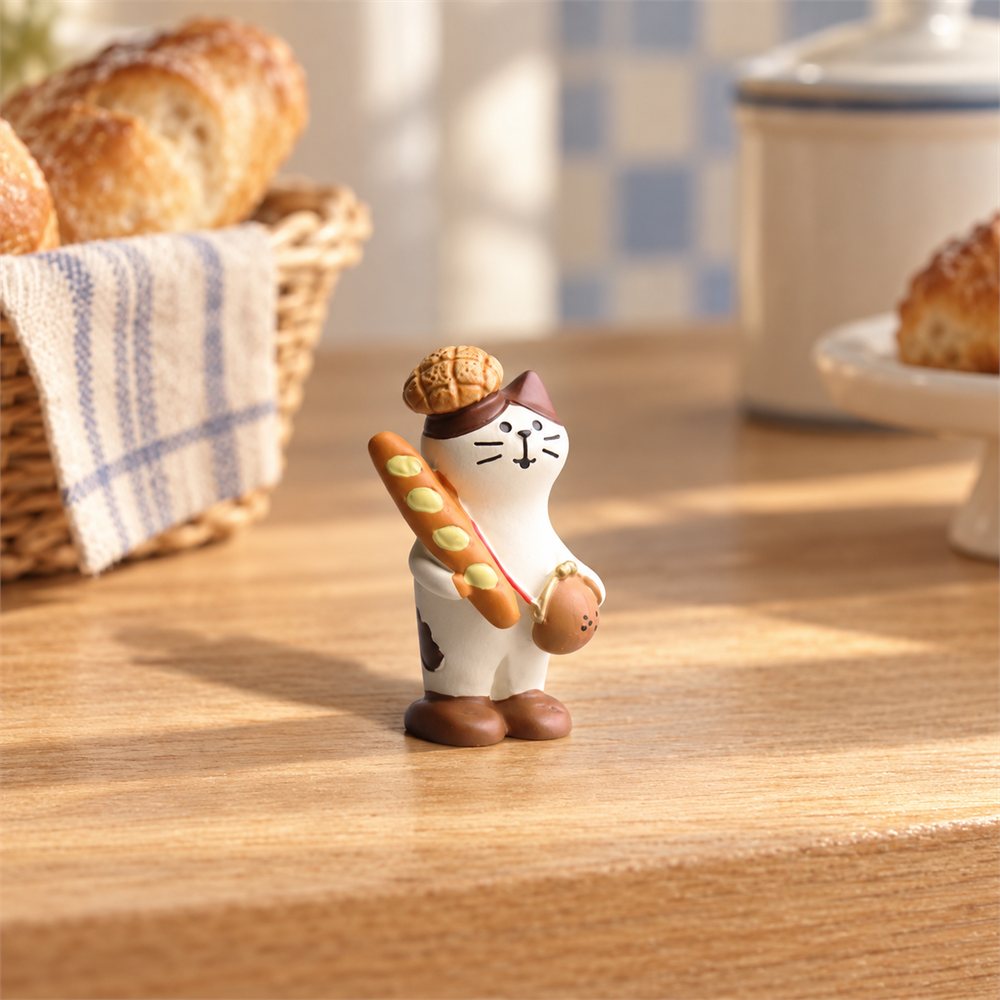 Cat Bakery Figurine Set, Miniature Bread Shop Decor, Baker Gift