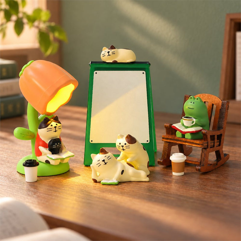 Cat Desk Message Board Night Light, Cozy Office Diorama, Coworker Gift
