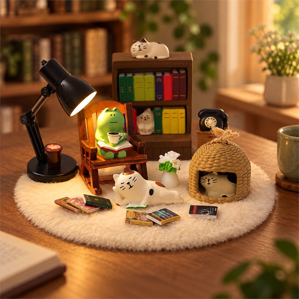 Reading Frog Rocking Chair Night Light, Cozy Bookish Desk Decor, Frog Lover Gift