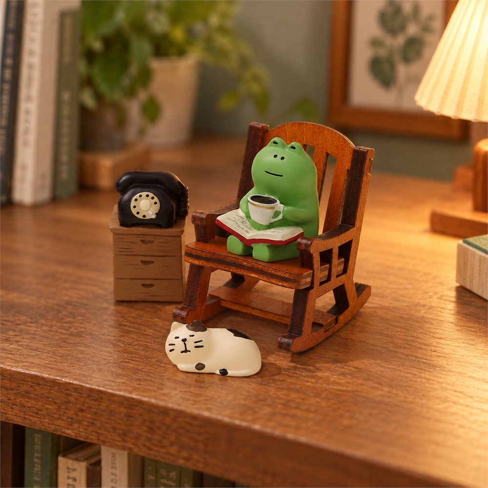 Reading Frog Rocking Chair Night Light, Cozy Bookish Desk Decor, Frog Lover Gift