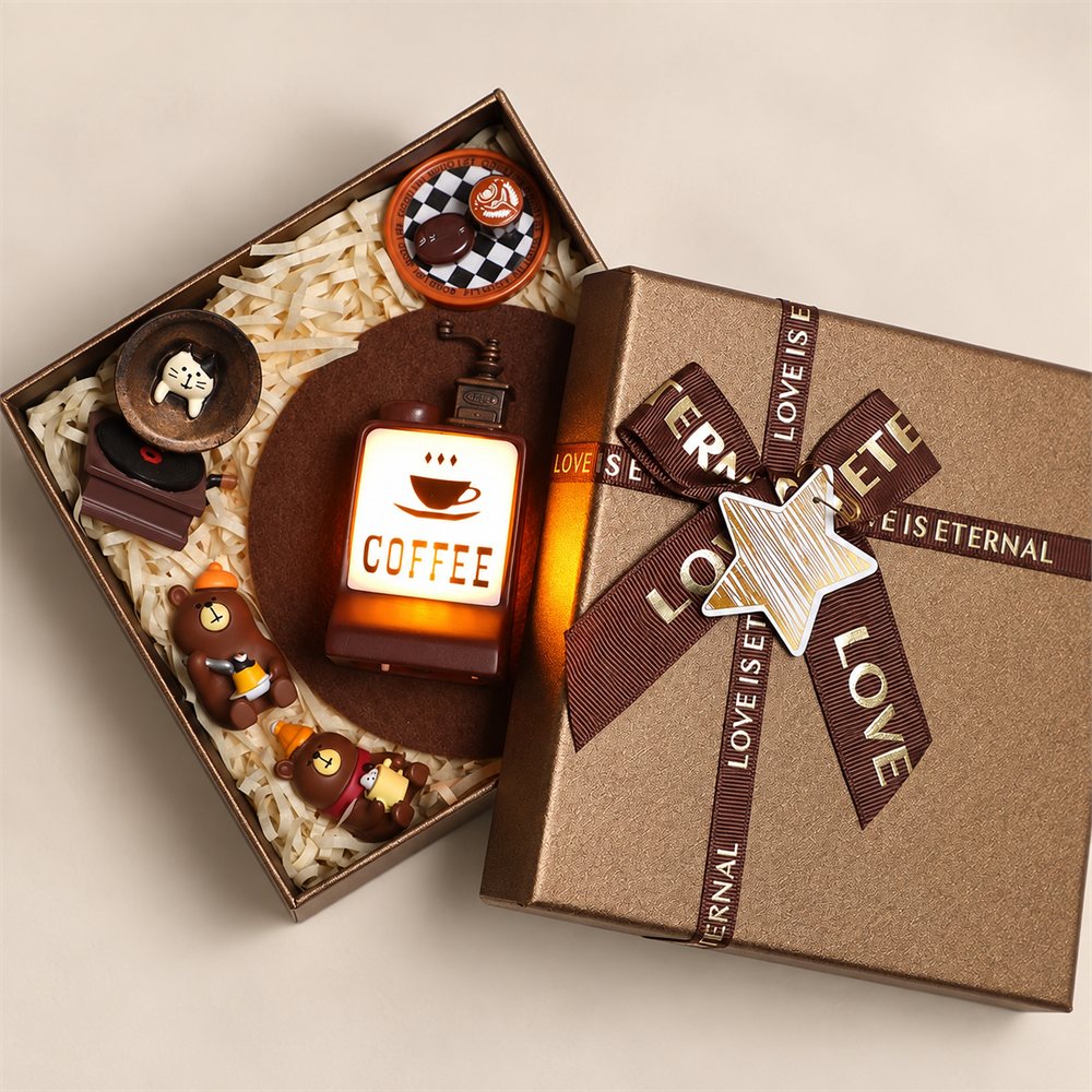 Coffee Bear Cafe Night Light, Miniature Coffee Shop Decor, Coffee Lover Gift