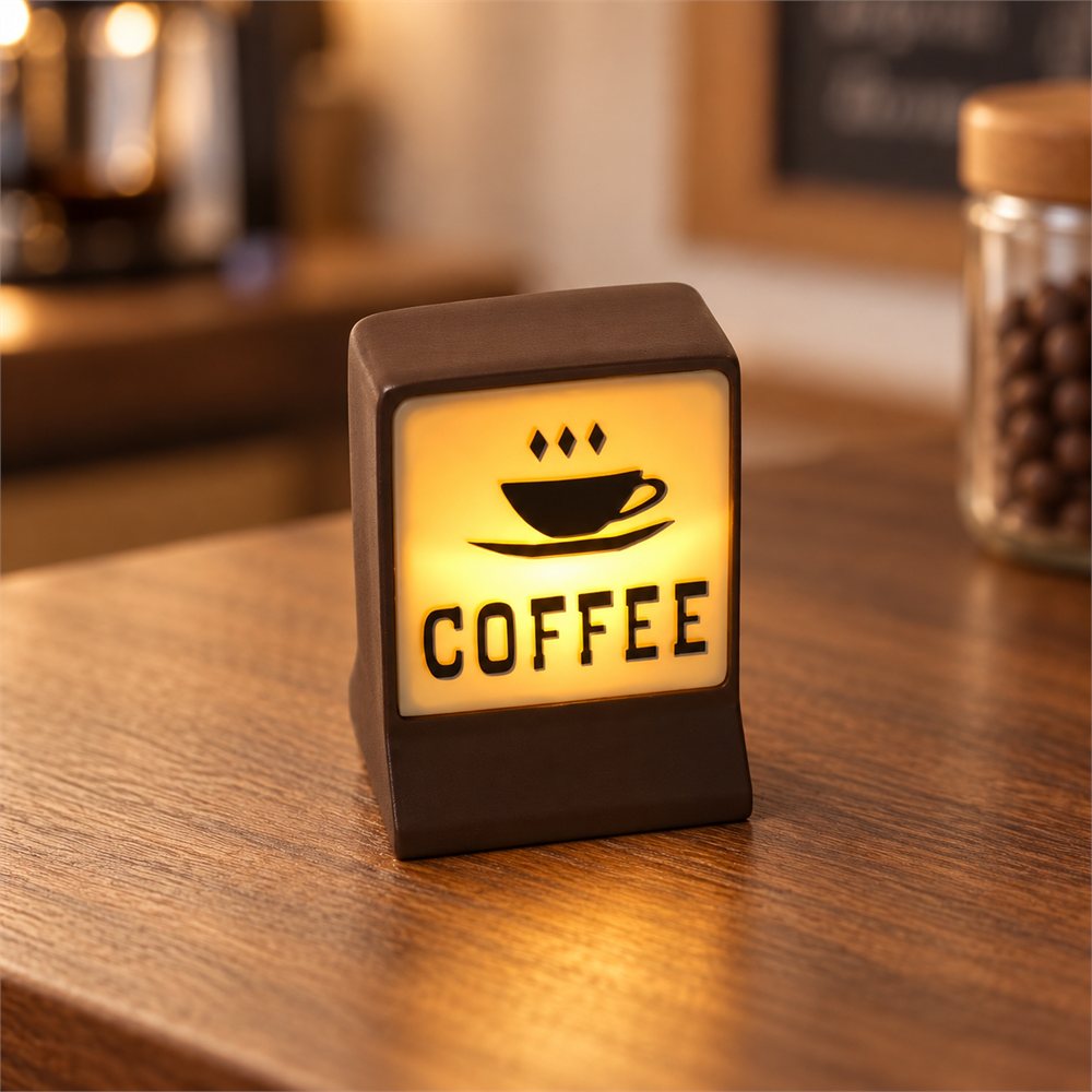 Coffee Bear Cafe Night Light, Miniature Coffee Shop Decor, Coffee Lover Gift