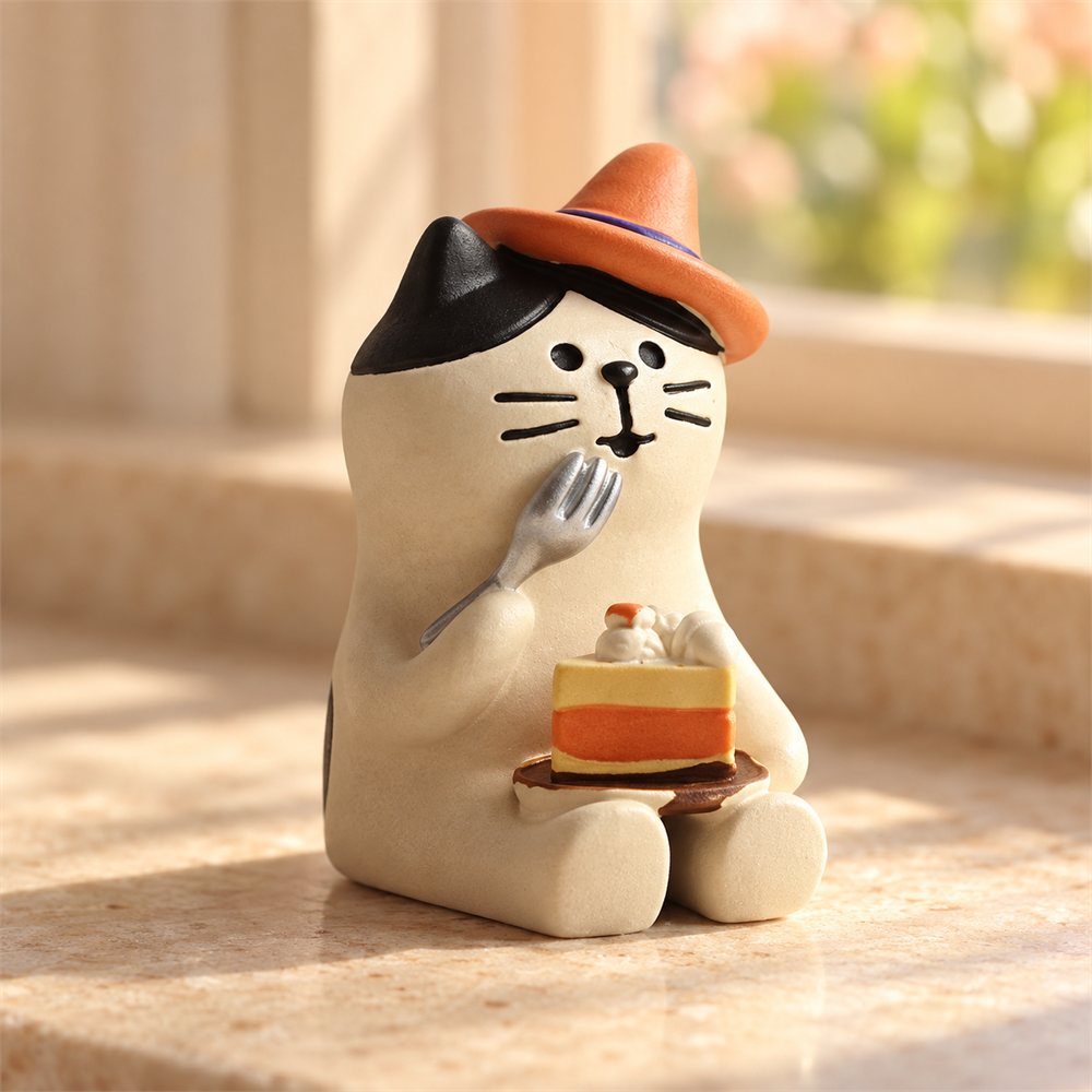 Bread Sofa Cat Figurine Set, Cute Bakery Desk Decor, Cat Lover Gift