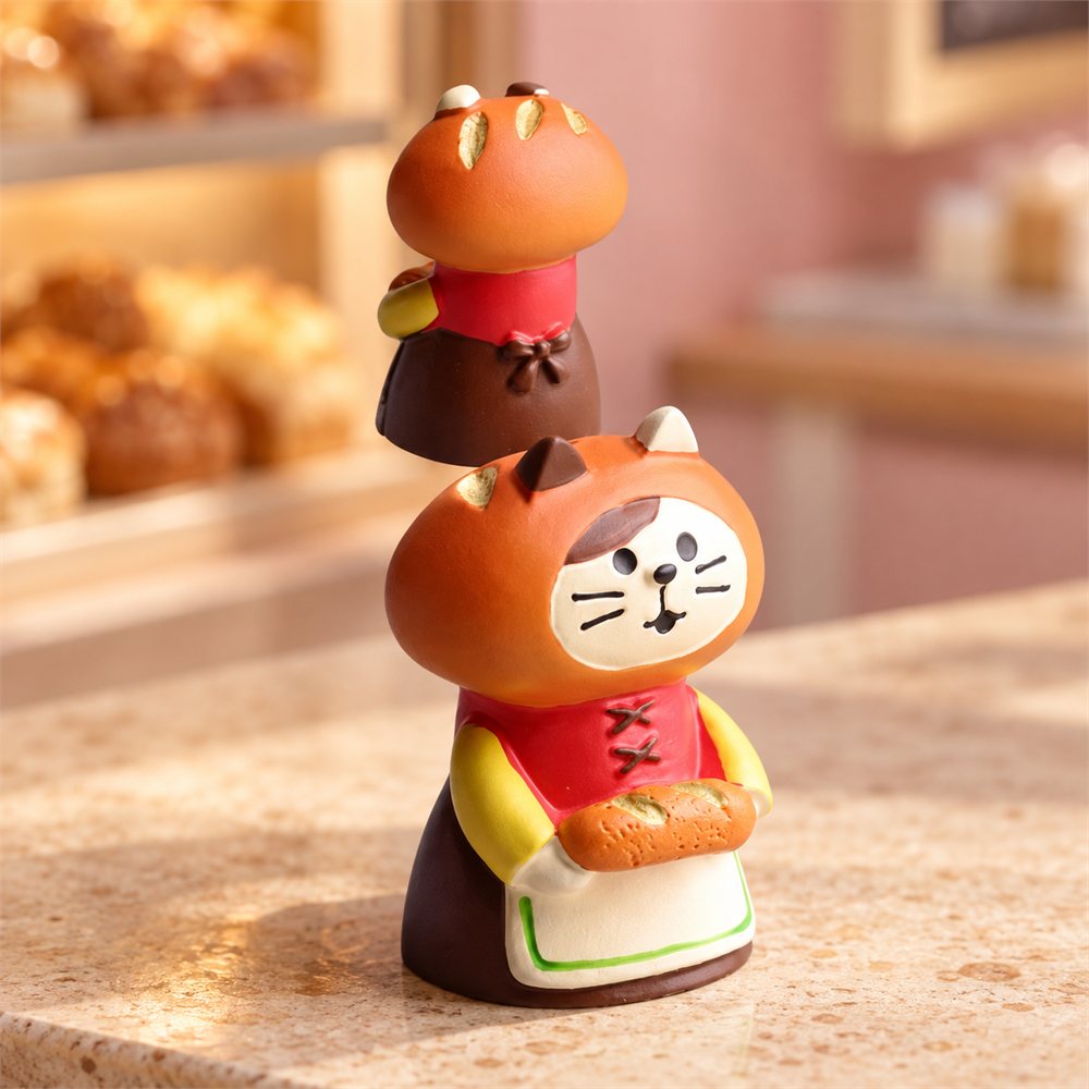 Cat Bakery Figurine Set, Bread Sofa Miniatures, Baker Gift