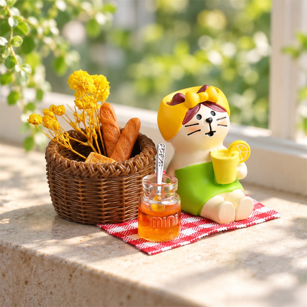 Picnic Cat Figurine Set, Spring Tree Desk Diorama, Cat Lover Gift