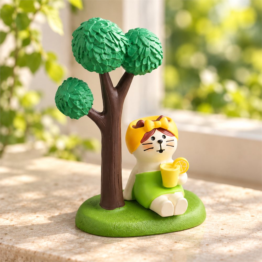 Picnic Cat Figurine Set, Spring Tree Desk Diorama, Cat Lover Gift