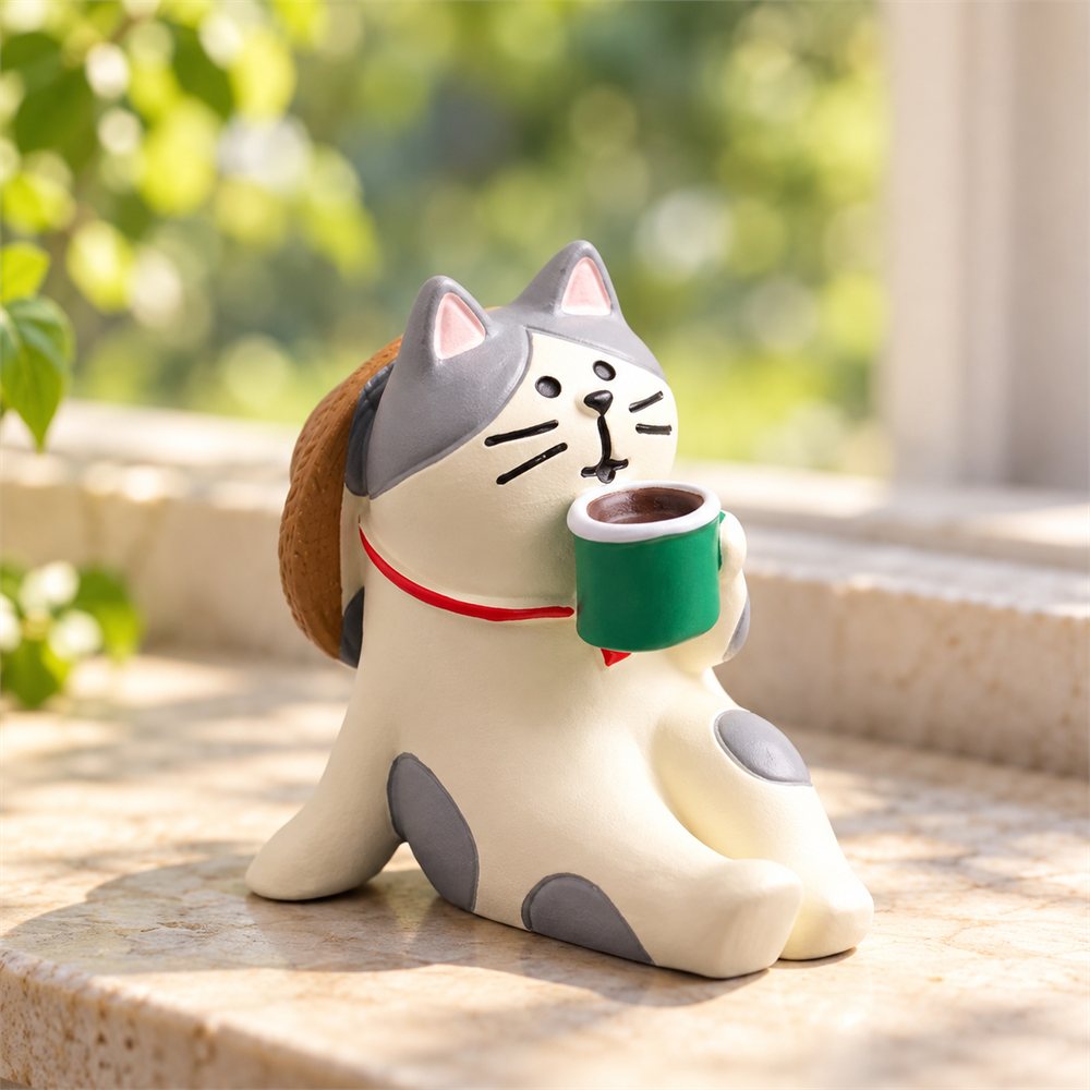 Picnic Cat Figurine Set, Spring Tree Desk Diorama, Cat Lover Gift