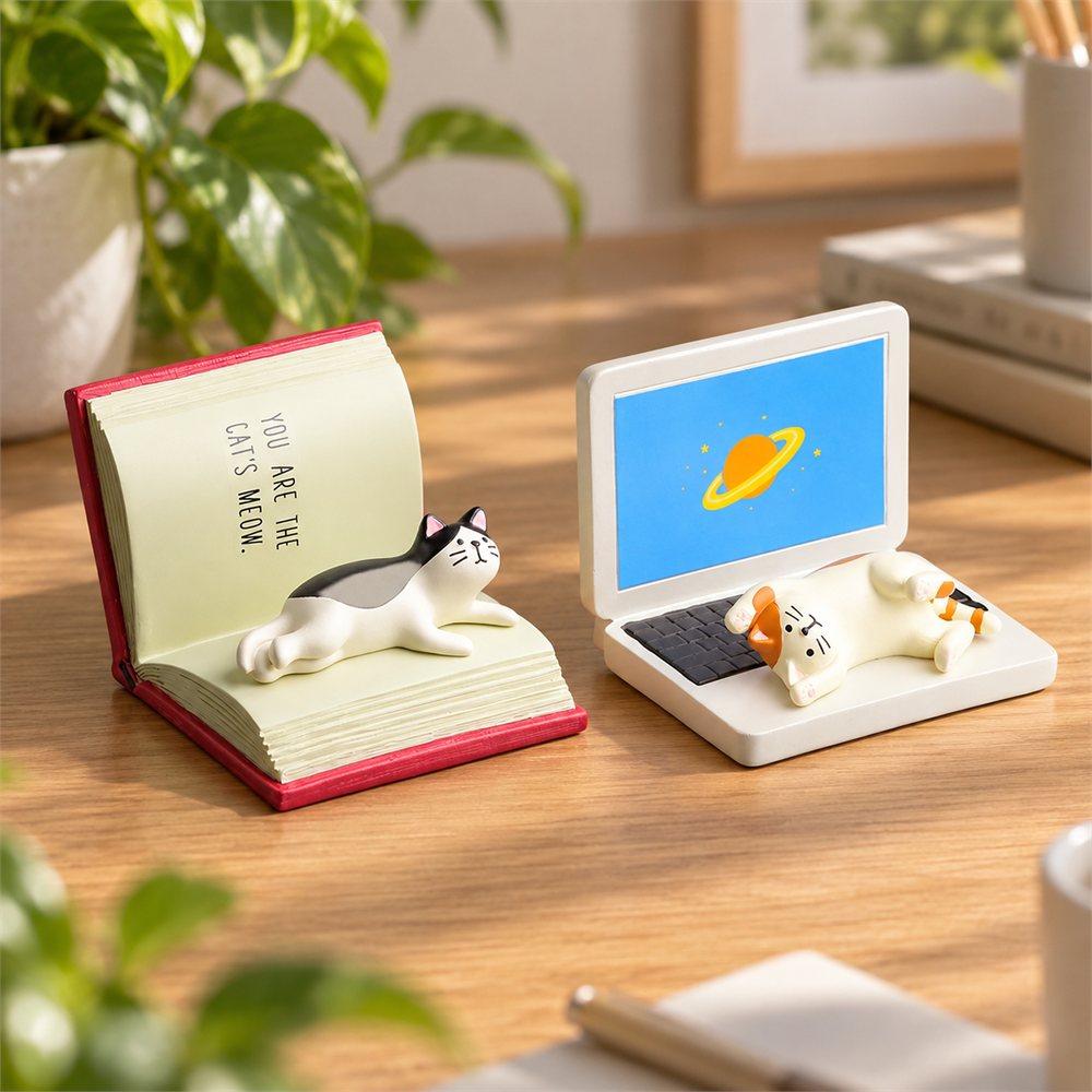 Book Cat Phone Stand, Cute Desk Accessory, Cat Lover Gift