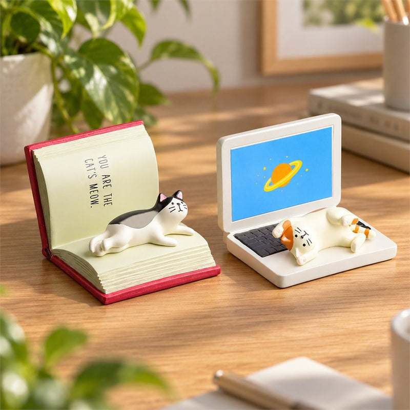 Book Cat Phone Stand, Cute Desk Accessory, Cat Lover Gift