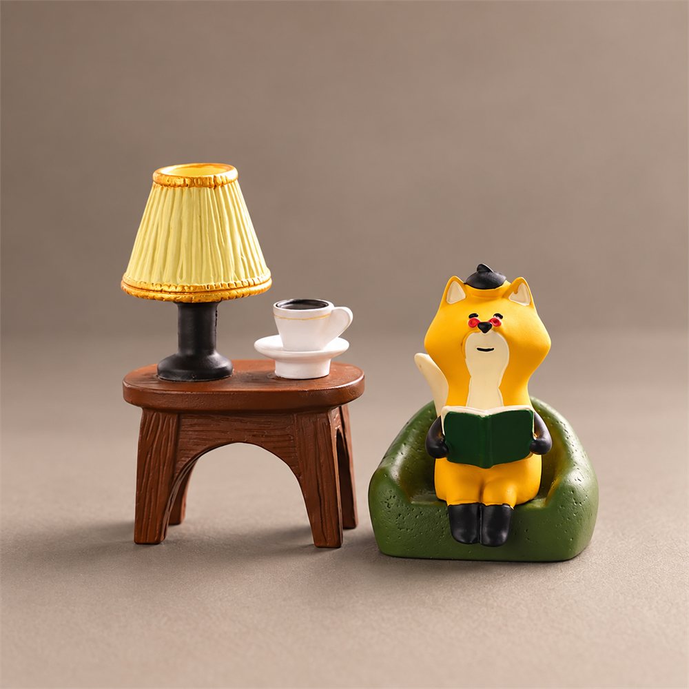 Reading Fox Night Light with Parking Number Sign, Car Dashboard Decor