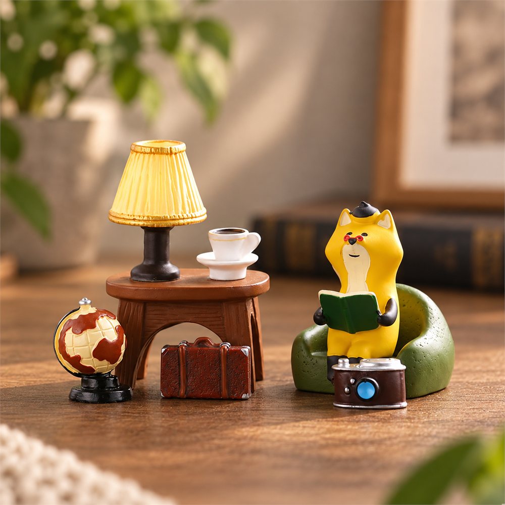 Reading Fox Night Light with Parking Number Sign, Car Dashboard Decor