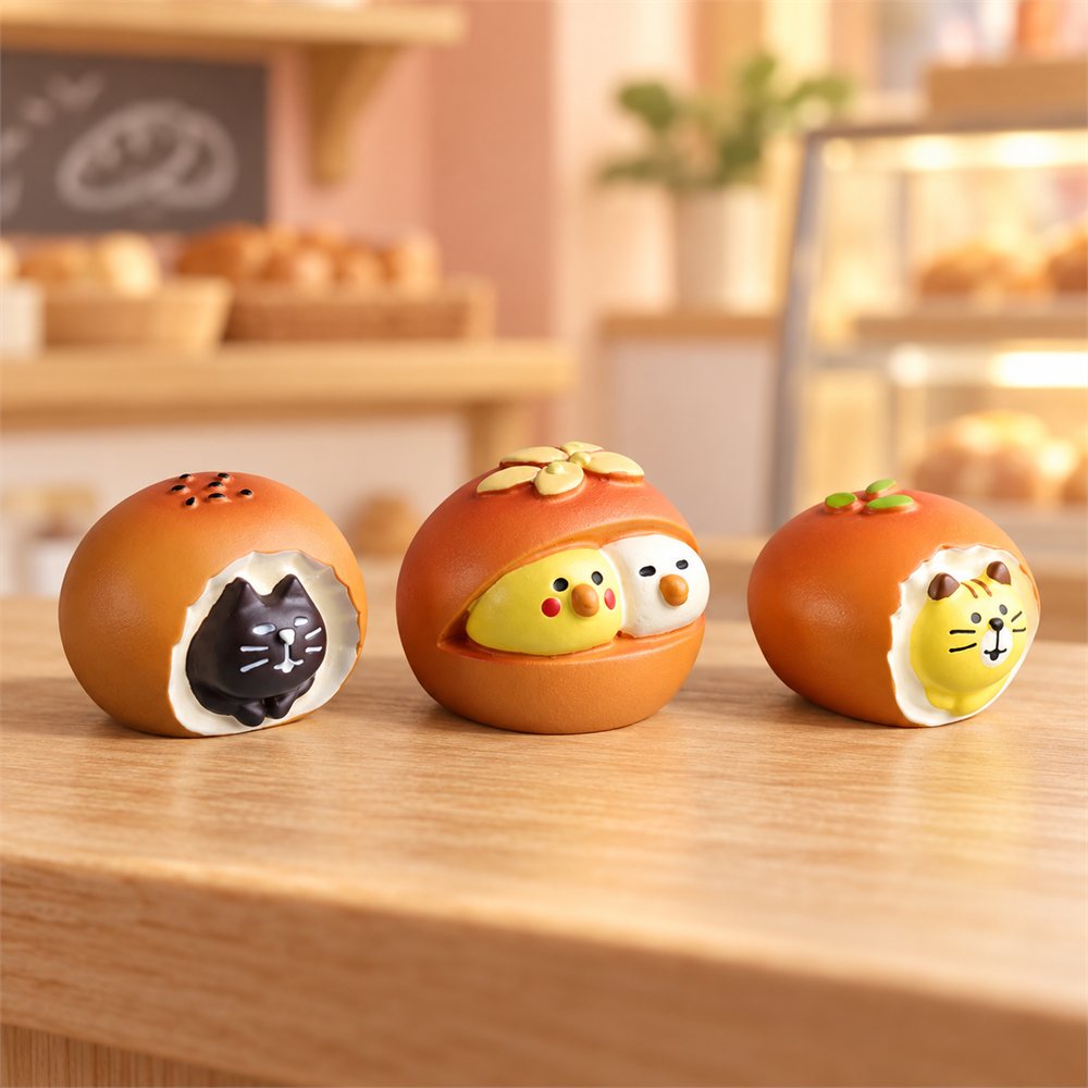 Cat Bakery Miniature Set, Bread Shop Desk Decor, Baker Gift