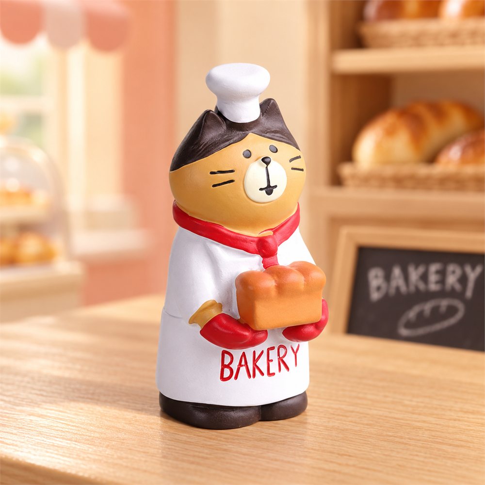 Cat Bakery Miniature Set, Bread Shop Desk Decor, Baker Gift
