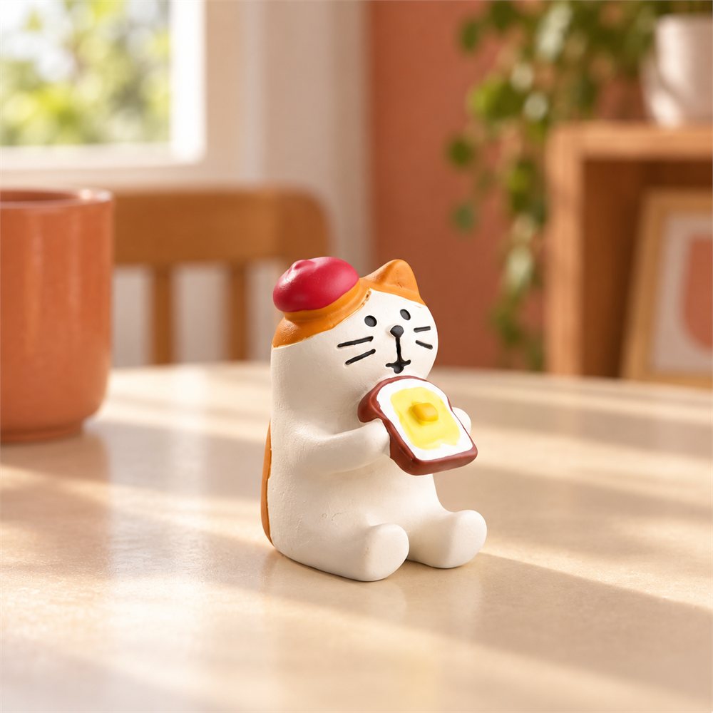 Cozy Bread Sofa Cat Figurine Set, Homebody Desk Decor, Cat Lover Gift