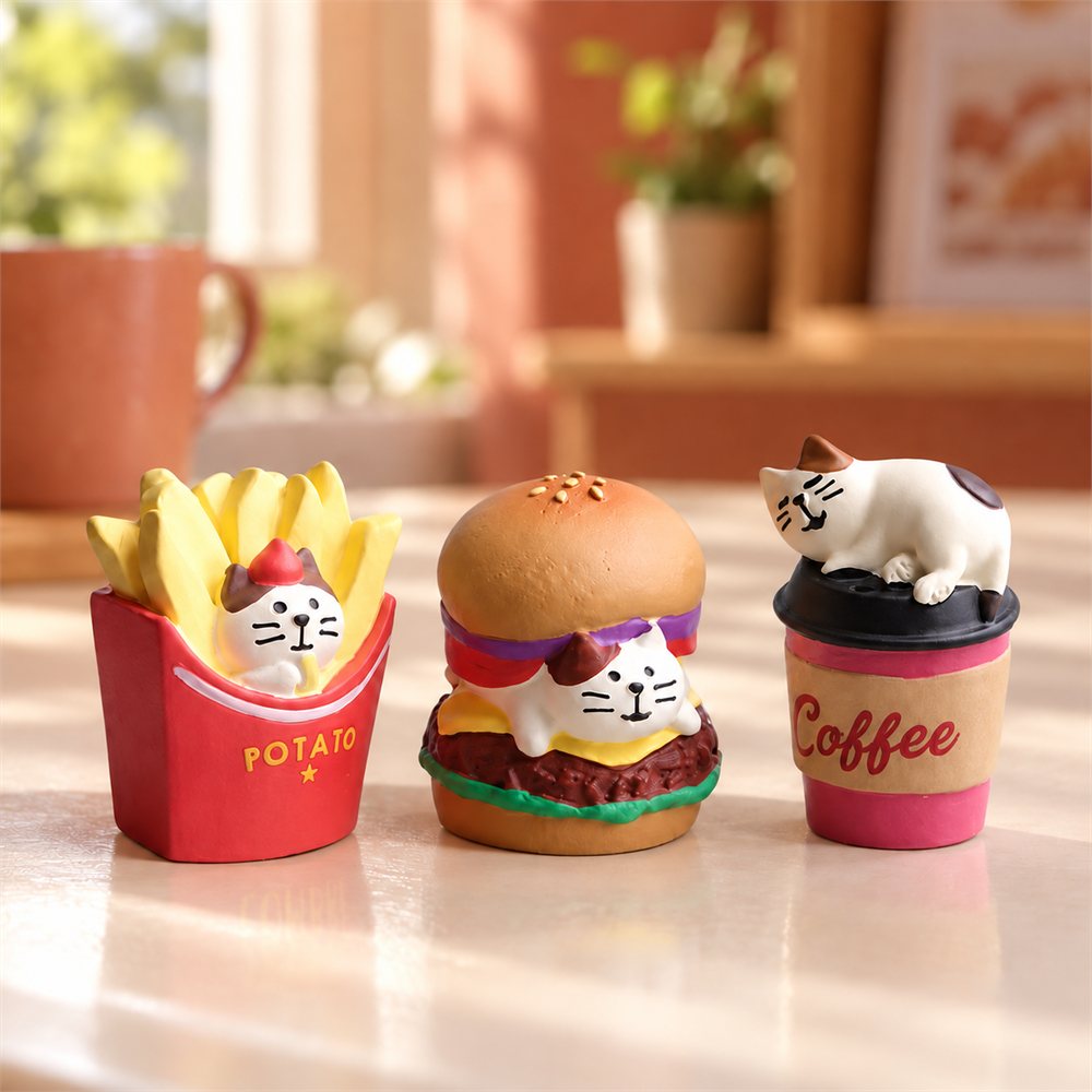 Cozy Bread Sofa Cat Figurine Set, Homebody Desk Decor, Cat Lover Gift