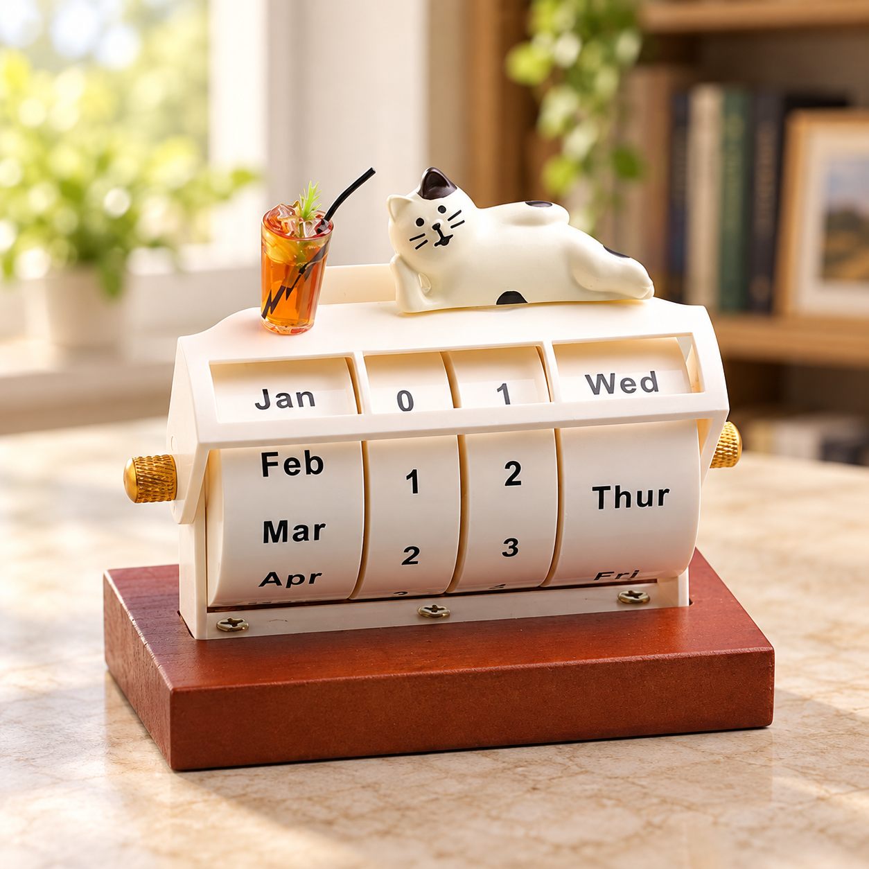 A reclining cat on a calendar